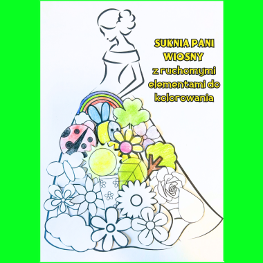 Suknia Pani Wiosny- z ruchomymi elementami do kolorowania