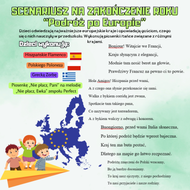 Scenariusz Podróż po Europie (zakończenie przedszkola)