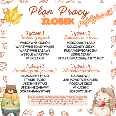 PLAN PRACY ŻŁOBEK - PAŹDZIERNIK