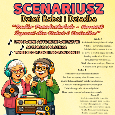 Scenariusz + 5x GIRLANDA na Dzień Babci i Dziadka pt. "Radio Przedszkolak - Koncert życzeń na Dzień Babci i Dziadka""