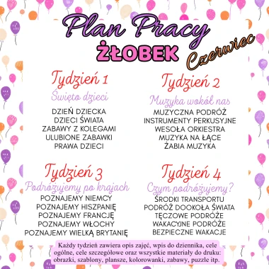 PLAN PRACY ŻŁOBEK - CZERWIEC