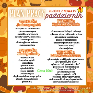 PLAN PRACY - PAŹDZIERNIK